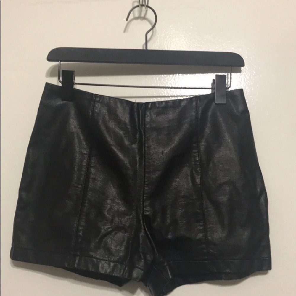 Sparkle & Fade‎ Black Faux Vegan Leather Shorts